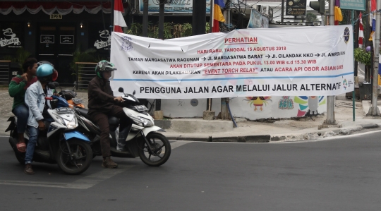 Sejumlah ruas jalan Ibu Kota akan ditutup selama pawai obor Asian Games