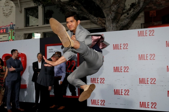 Aksi Iko Uwais pamer pencak silat di pemutaran film 'Mile 22'