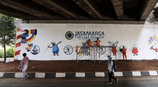 Mural Asian Games hiasi kolong jembatan layang tol
