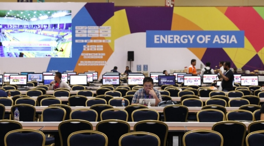 Mengintip pusat pemberitaan Asian Games 2018 ke berbagai negara di Senayan