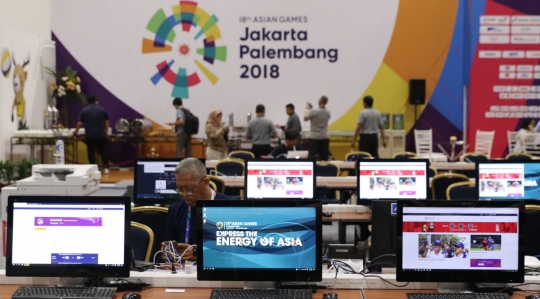 Mengintip pusat pemberitaan Asian Games 2018 ke berbagai negara di Senayan