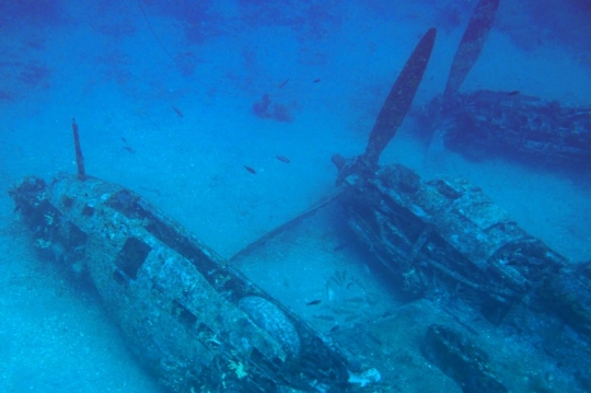 Penampakan puing pesawat tempur AS era Perang Dunia II di laut Prancis