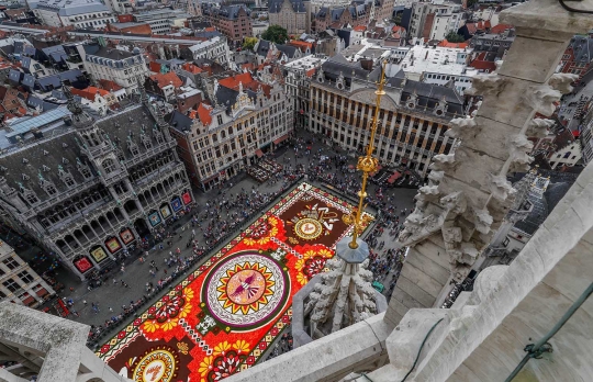 Keindahan karpet bunga raksasa di pusat kota Brussel