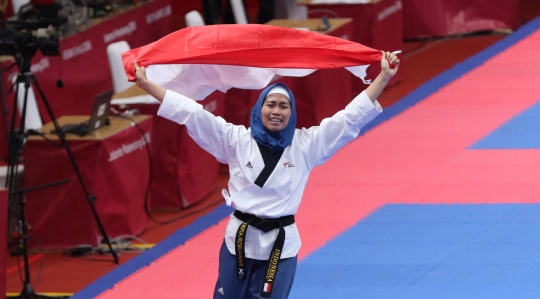 Taekwondoin putri Indonesia sumbang emas pertama Asian Games 2018