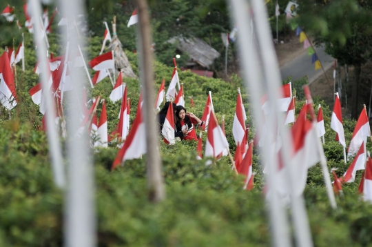 Semarakkan HUT RI, 1.970 bendera Merah Putih berkibar di lereng Gunung Lawu