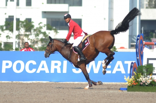 Aksi atlet berkuda Indonesia cetak sejarah di Asian Games 2018