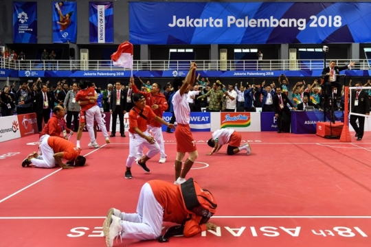 Aksi heroik tim sepak takraw putra Indonesia raih emas