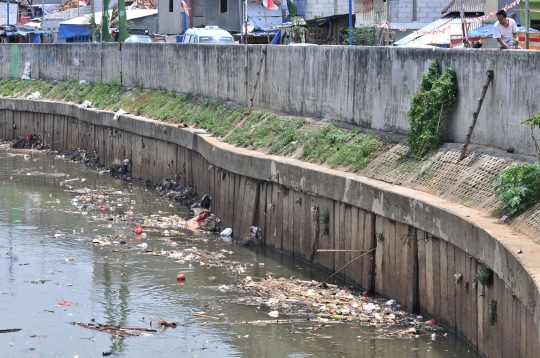 Tumpukan sampah cemari Kali Ciliwung