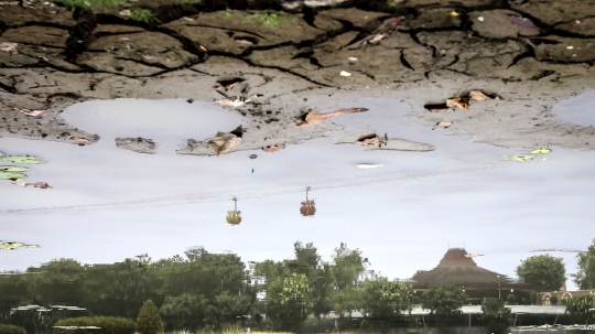 Danau TMII mengering akibat kemarau panjang