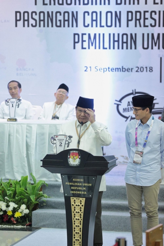 Gaya para paslon presiden dan wakil presiden saat pidato singkat