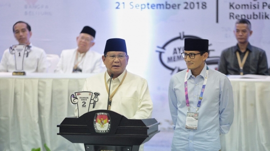 Gaya para paslon presiden dan wakil presiden saat pidato singkat