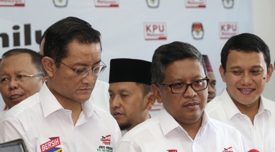 Para sekjen partai pendukung Jokowi-Ma'ruf Amin datangi KPU