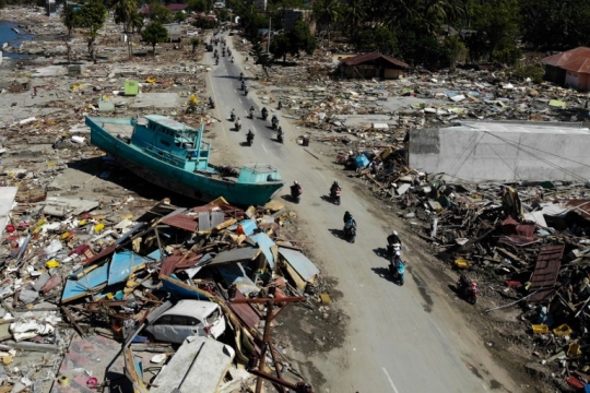 Pandangan udara Palu usai dihantam gempa dan tsunami