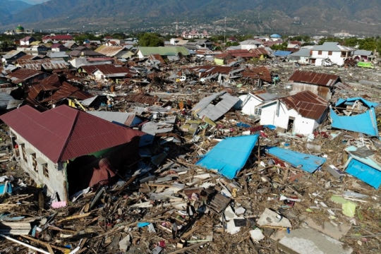 Pandangan udara Palu usai dihantam gempa dan tsunami