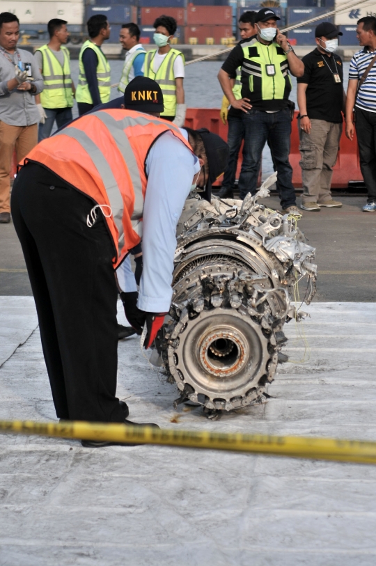 Kondisi turbin Lion Air pasca jatuh di perairan Karawang