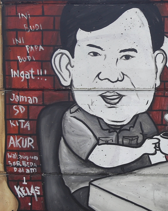 Serukan Pemilu Damai, Warga Depok Buat Mural Jokowi dan Prabowo Ngopi Bareng