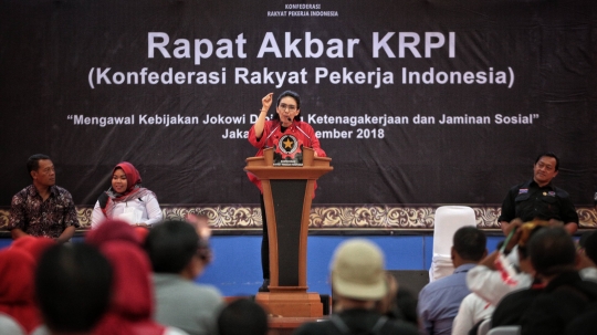 Rapat Akbar KRPI, Rieke Diah Pitaloka Ajak Pekerja Kawal Kebijakan Pemerintah