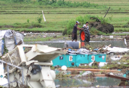 Hari Ketiga Pascatsunami, Warga Cari Barang-Barang yang Terdampar Hingga ke Sawah