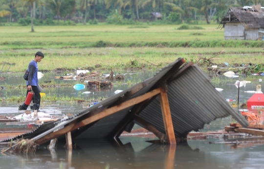 Hari Ketiga Pascatsunami, Warga Cari Barang-Barang yang Terdampar Hingga ke Sawah