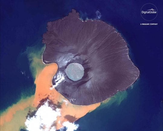 Foto Satelit Sebelum dan Sesudah Letusan Dahsyat Anak Krakatau