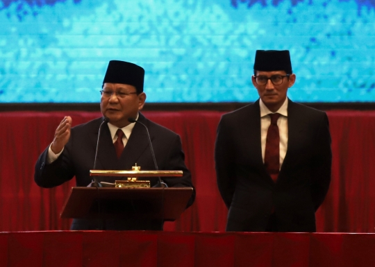 Prabowo-Sandiaga Sampaikan Pidato Kebangsaan