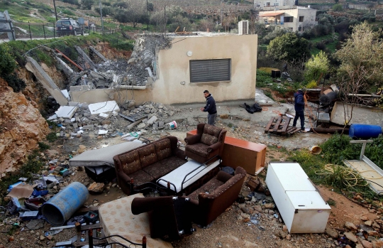 Kondisi Rumah-rumah Warga Palestina yang Dihancurkan Pasukan Zionis