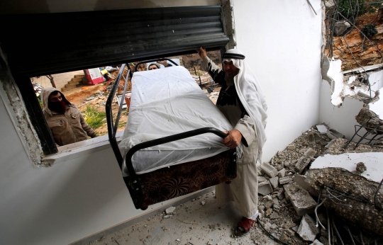 Kondisi Rumah-rumah Warga Palestina yang Dihancurkan Pasukan Zionis