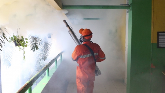 Berantas DBD, Petugas Asapi Rumah Warga Tebet