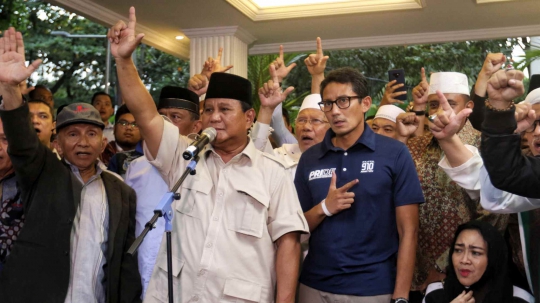 Prabowo-Sandiaga Deklarasi Kemenangan di Rumah Kertanegara