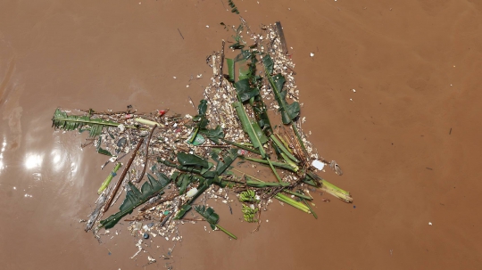 Penampakan Udara Sungai Ciliwung yang Meluap di Pejaten Timur