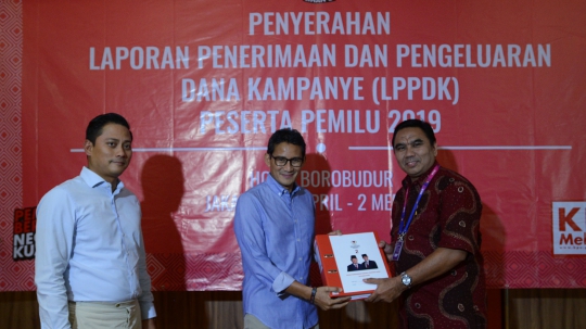 Sandiaga Uno Laporkan Dana Kampanye Pilpres 2019