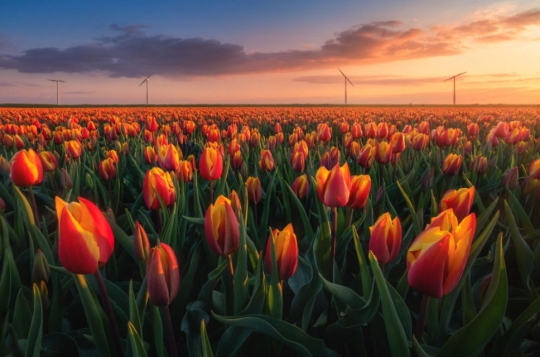 Begini Indahnya Pemandangan Ladang-Ladang Tulip di Belanda