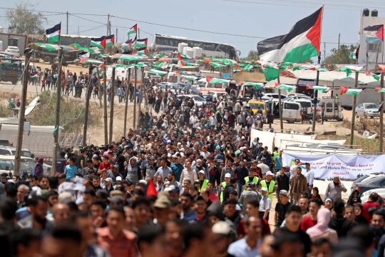 Aksi Unjuk Rasa Peringati 71 Tahun Eksodus Rakyat Palestina