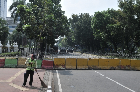 Penjagaan Ketat Gedung MK Jelang Sidang Putusan Sengketa Pilpres