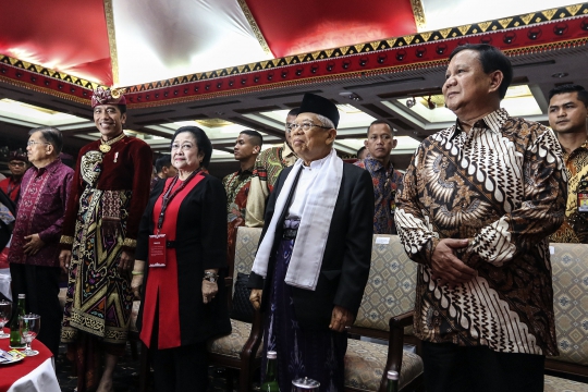 Kala Megawati, Jokowi, dan Prabowo Duduk Sebaris di Kongres V PDIP