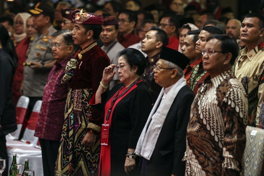 Kala Megawati, Jokowi, dan Prabowo Duduk Sebaris di Kongres V PDIP