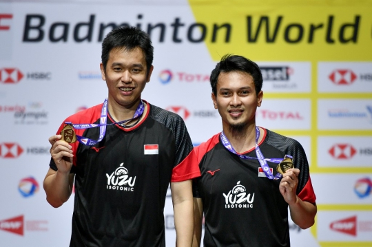 Kegembiraan Ahsan/Hendra Raih Juara Dunia