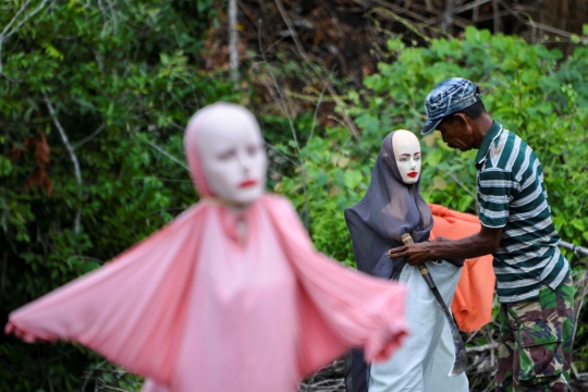 Potret Orang-orangan Sawah Berkerudung di Aceh