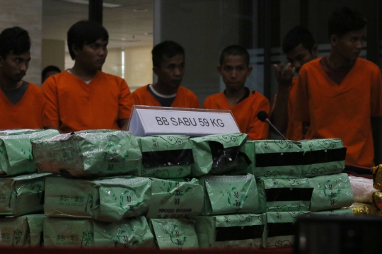 Polisi Amankan 59 Kg Sabu dari Jaringan Malaysia-Indonesia
