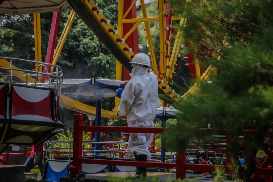 Cegah Virus Corona, Dufan, Sea World dan Ocean Samudera di Semprot Disinfektan