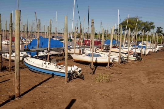Air Menyusut, Kapal-kapal di Sungai Argentina Terdampar