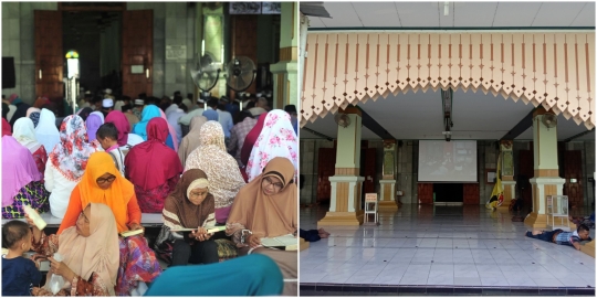 Suasana Masjid Kauman Semarang Sebelum dan Sesudah Wabah Corona