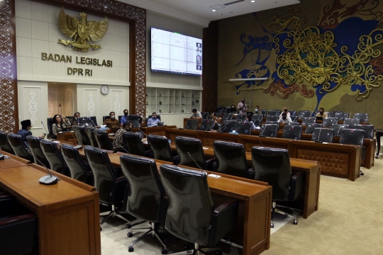 Suasana Rapat RUU Cipta Kerja di Parlemen Senayan