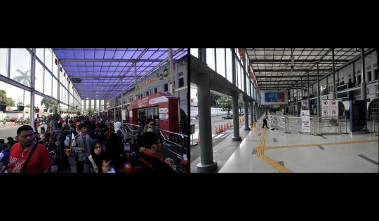 Pemandangan Kontras H-2 Lebaran di Stasiun Pasar Senen Sebelum dan Saat Covid-19