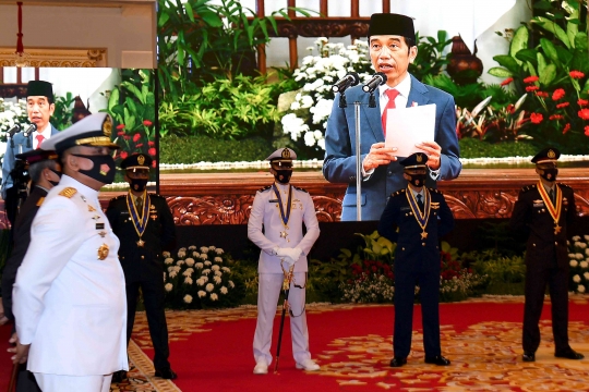 Presiden Jokowi Lantik Perwira TNI-Polri di Istana Negara