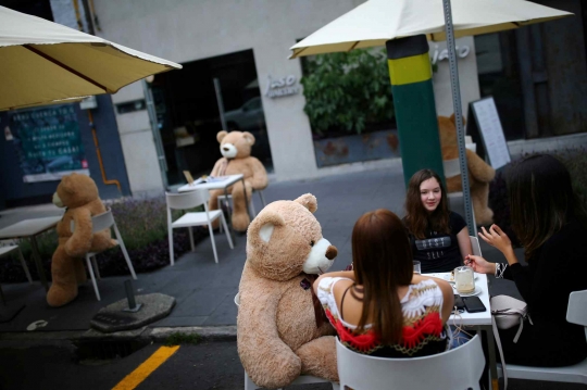 Saat Teddy Bear Jadi Pembatas Antar Pengunjung Restoran di Meksiko