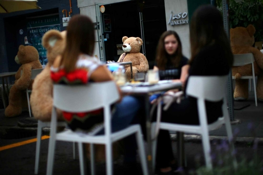 Saat Teddy Bear Jadi Pembatas Antar Pengunjung Restoran di Meksiko