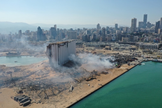 Melihat Pusat Ledakan Dahsyat di Lebanon dari Udara