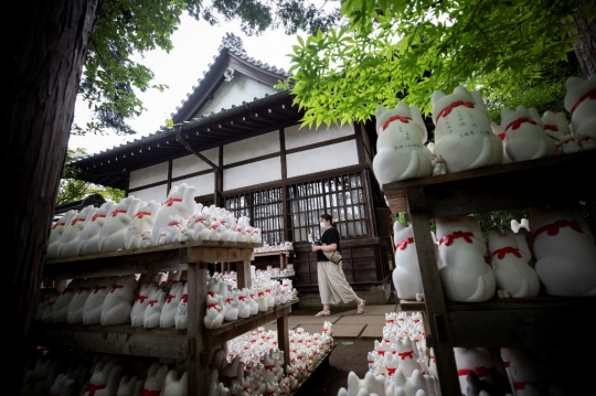 Mengunjungi Kuil dengan Ribuan Patung Kucing Keberuntungan di Tokyo