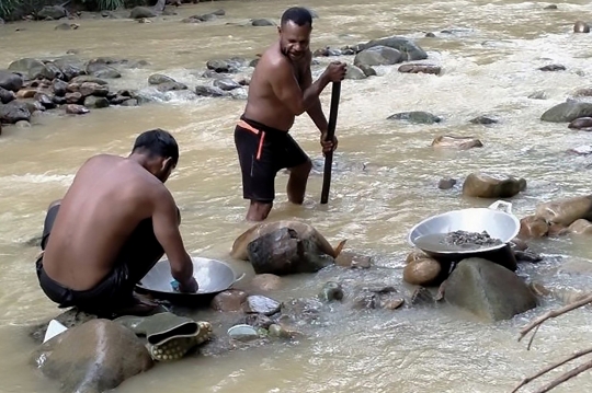 Potret Penambang Emas di Sungai Papua